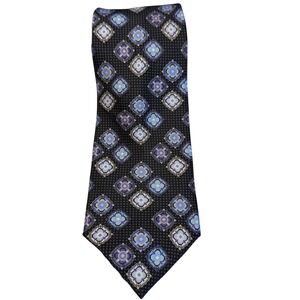 Daniel Cremieux Black Diamond Print Silk Tie Mantero Como Italy Collection NWT